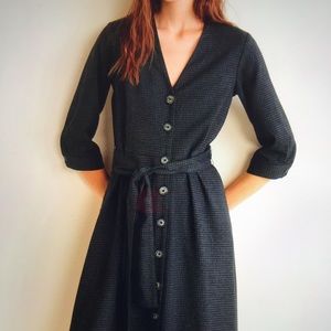 Mango black and grey  Gingham mid sleeve dress